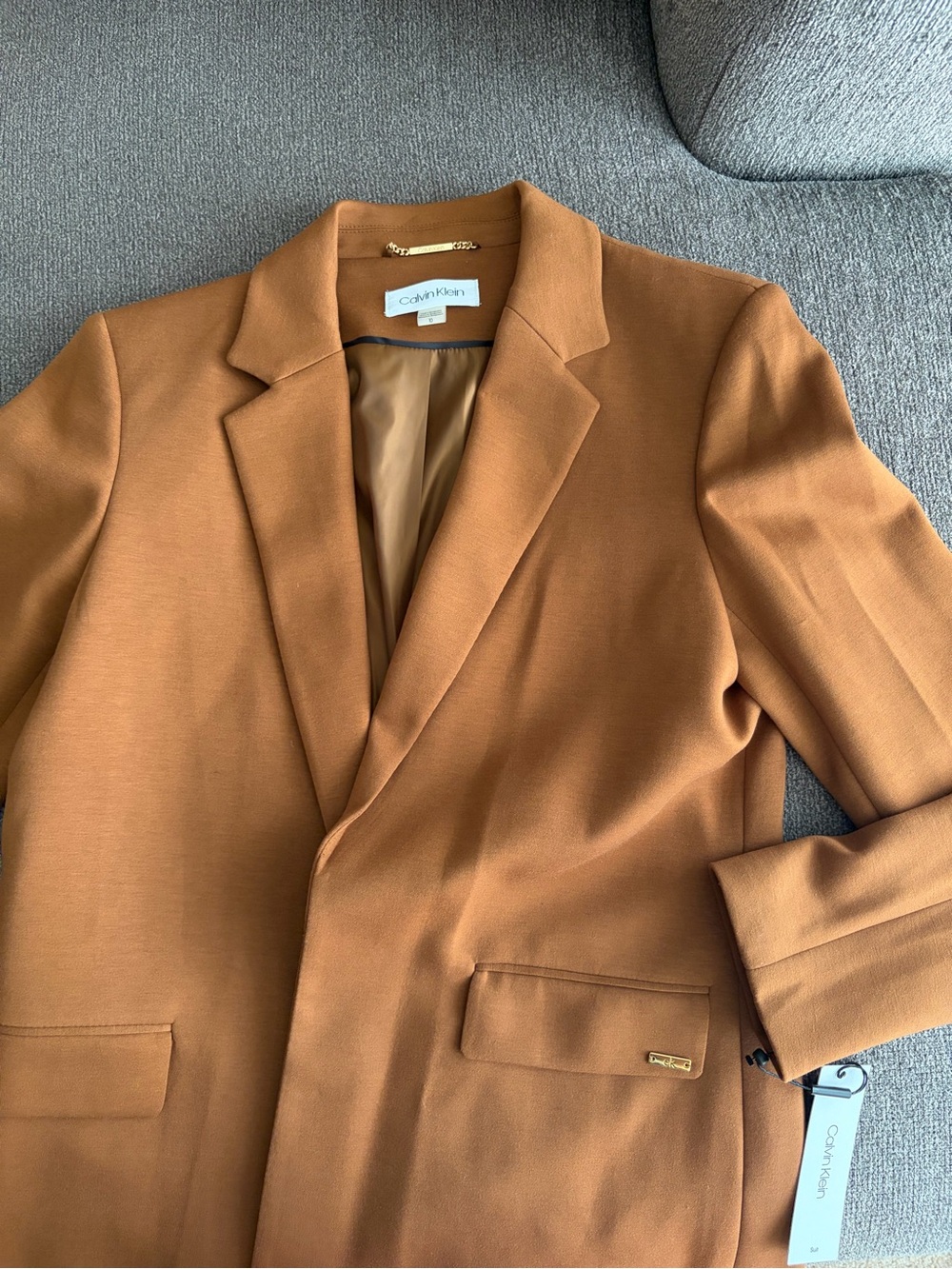 Calvin Klein Tailored Blazer Jacket in Caramel brown color. - Picture 8 of 10